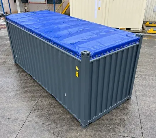 20 Fuß Open Top Container mit blauer Abdeckplane