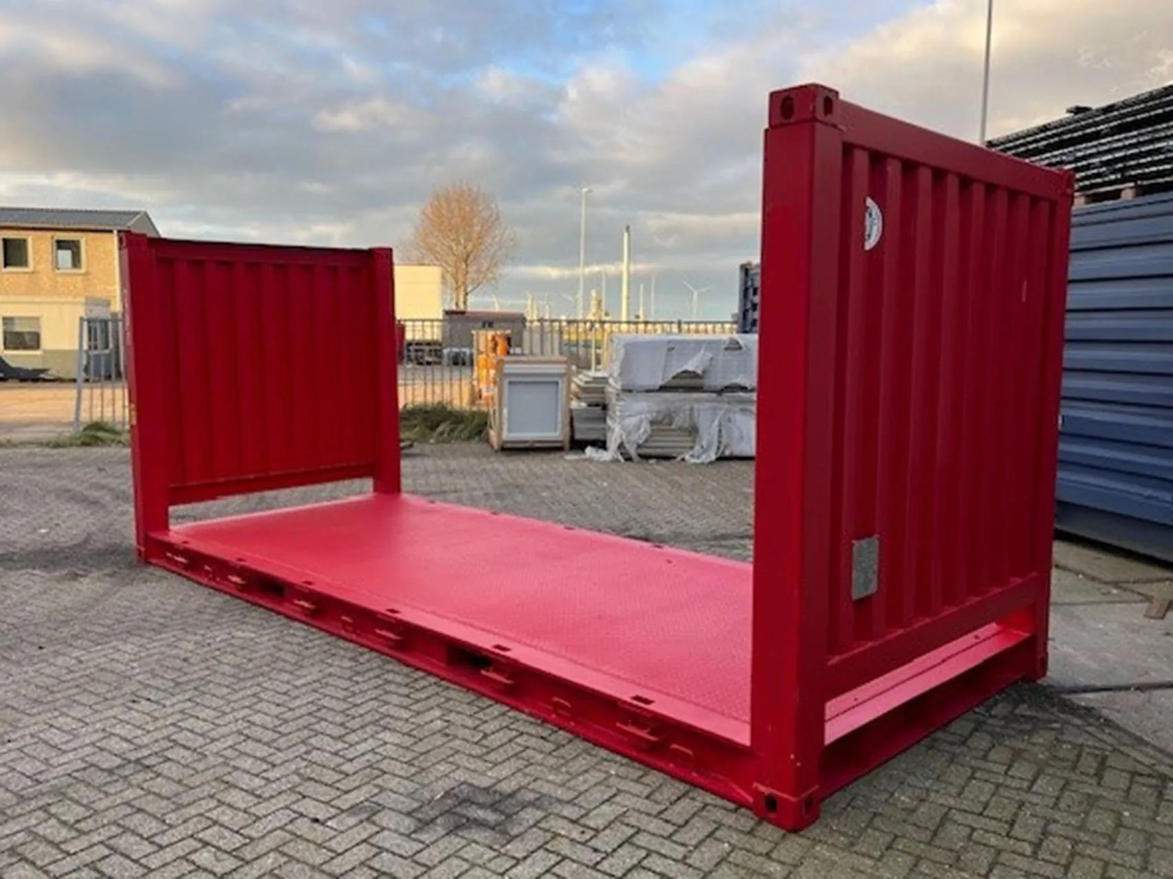 Roter 40 Fuß High Cube Flat Rack Container in Außenansicht