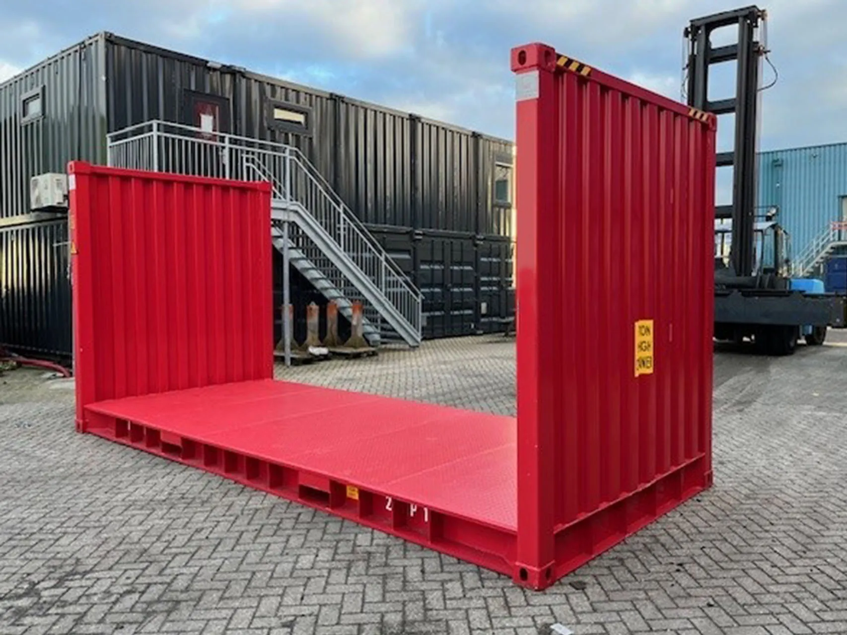 40 Fuß High Cube Flat Rack Container in Seitenansicht
