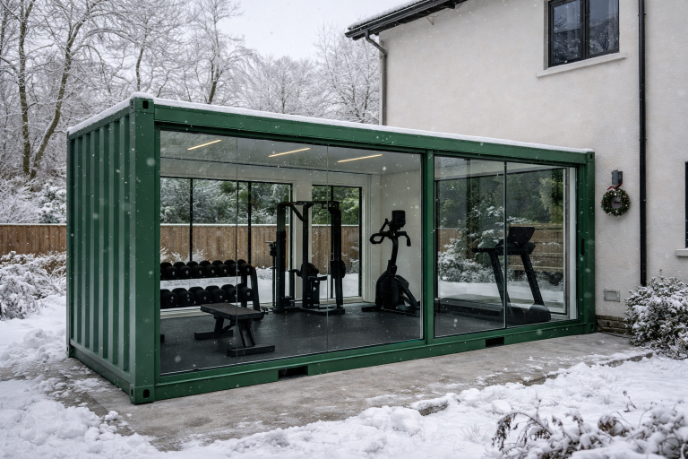 Container kaufen: Fitness-Container im Winter