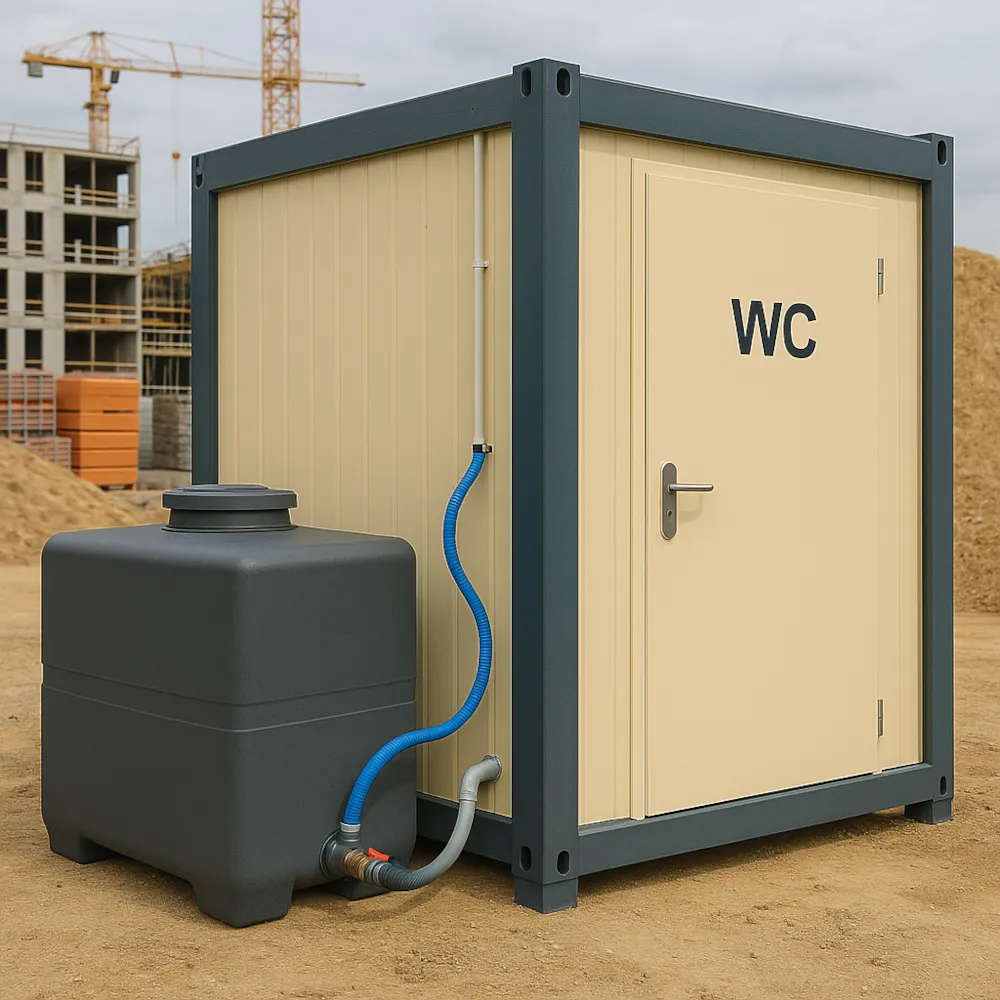 Sanitärcontainer mit Abwassertank vorne