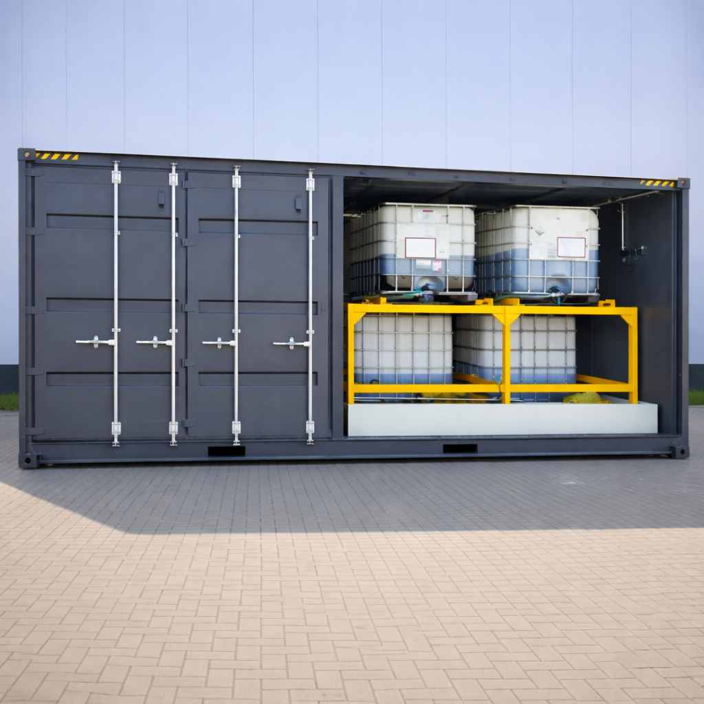 innenansicht-20-fuss-spezialcontainer-mit-ibc-behaeltern-fuer-fluessigkeiten