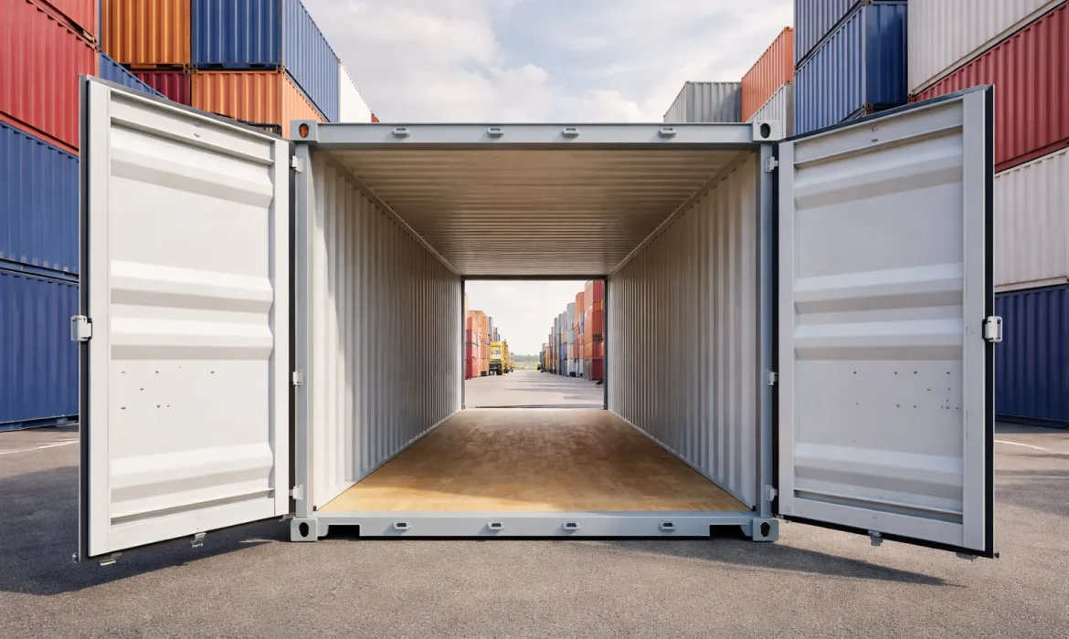 Double Door Container mit geöffneten Türen an beiden Stirnseiten