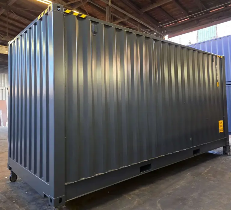 Außenansicht des 20 Fuß High Cube Open Side Containers in RAL 9005